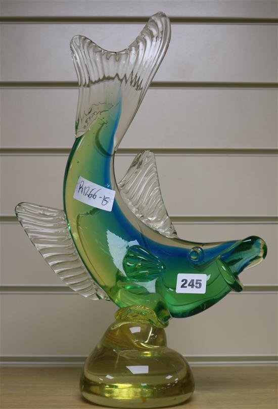 A Venetian glass fish ornament, 44cm